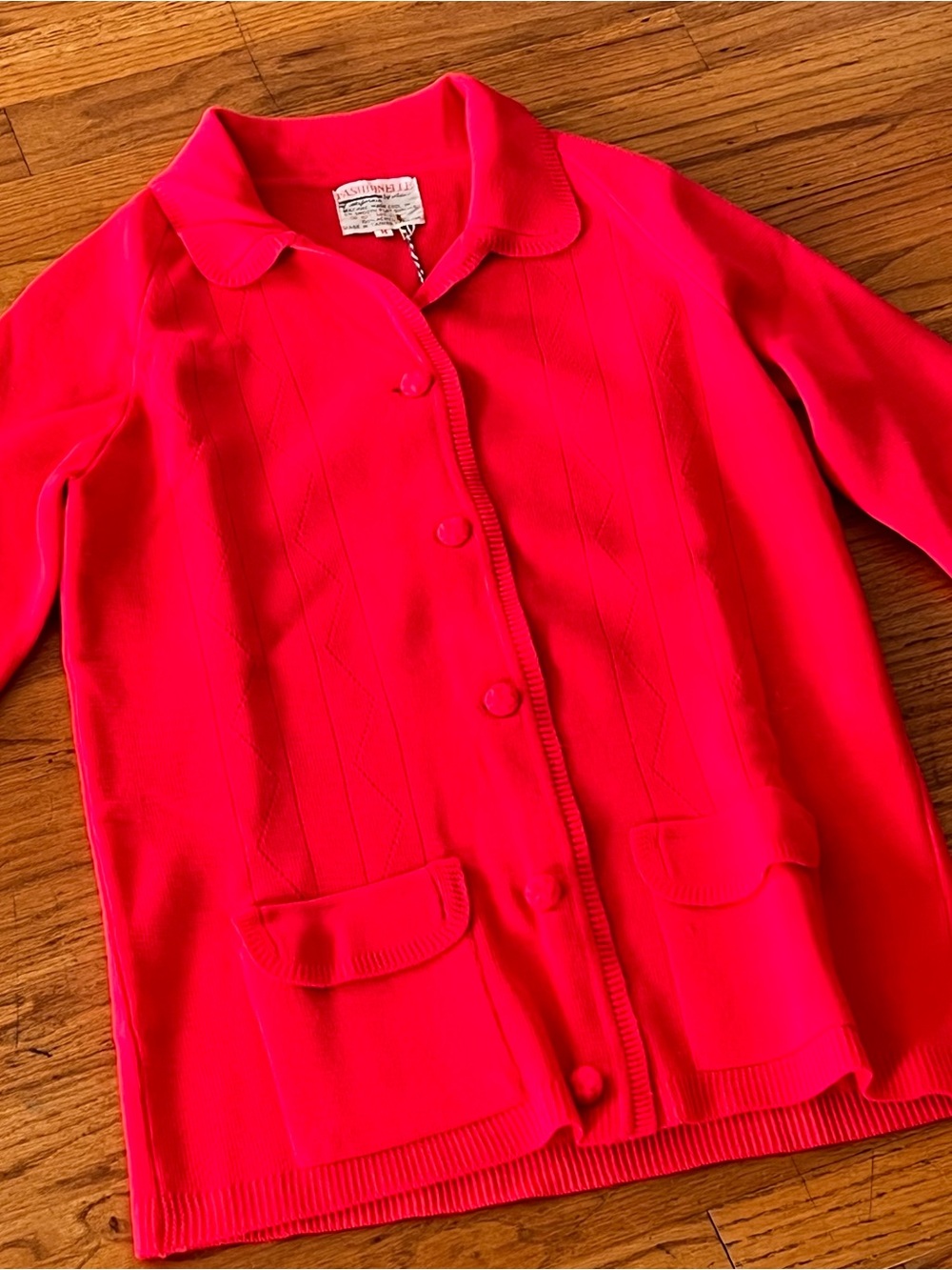 Vintage Bright Red-Pink Button-Front Cardigan